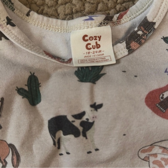 COZY CUB Snug Fit Bamboo Pajamas In Western Ranch Theme, Cowboy, Baby 18-24m​ - Picture 7 of 7